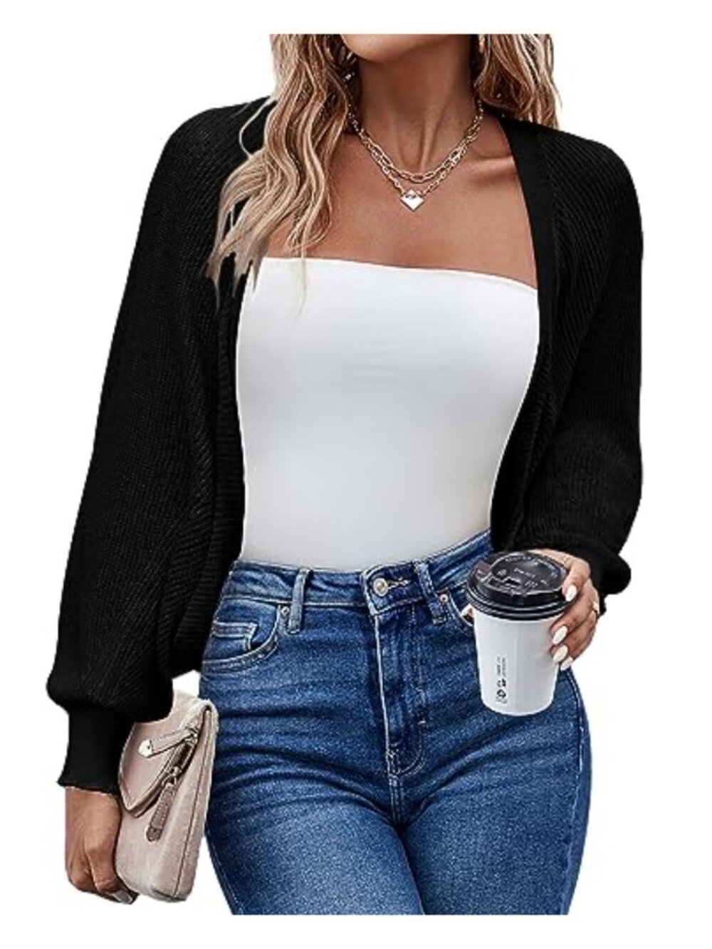 Knitted Batwing Sleeve Cardigan Shrug for Women